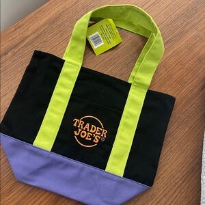Trader Joe's Black and Purple Tote Bag